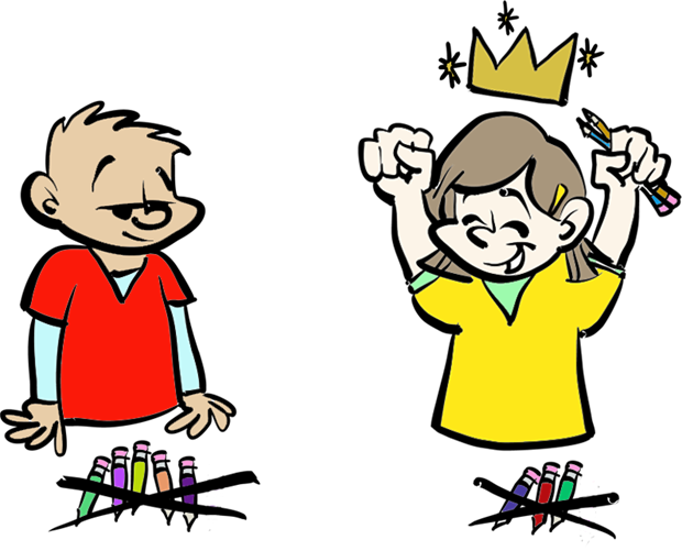 A player celebrating after knocking out all opposing pencils