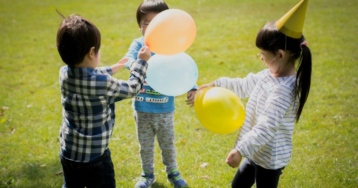 Children playing games together at a birthday party