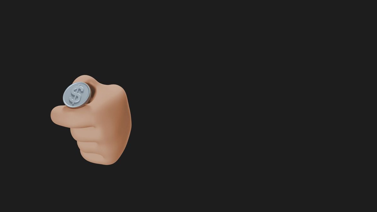 A hand flipping a coin to illustrate chance and probability