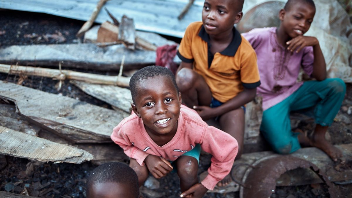 A group of happy children of different ages together