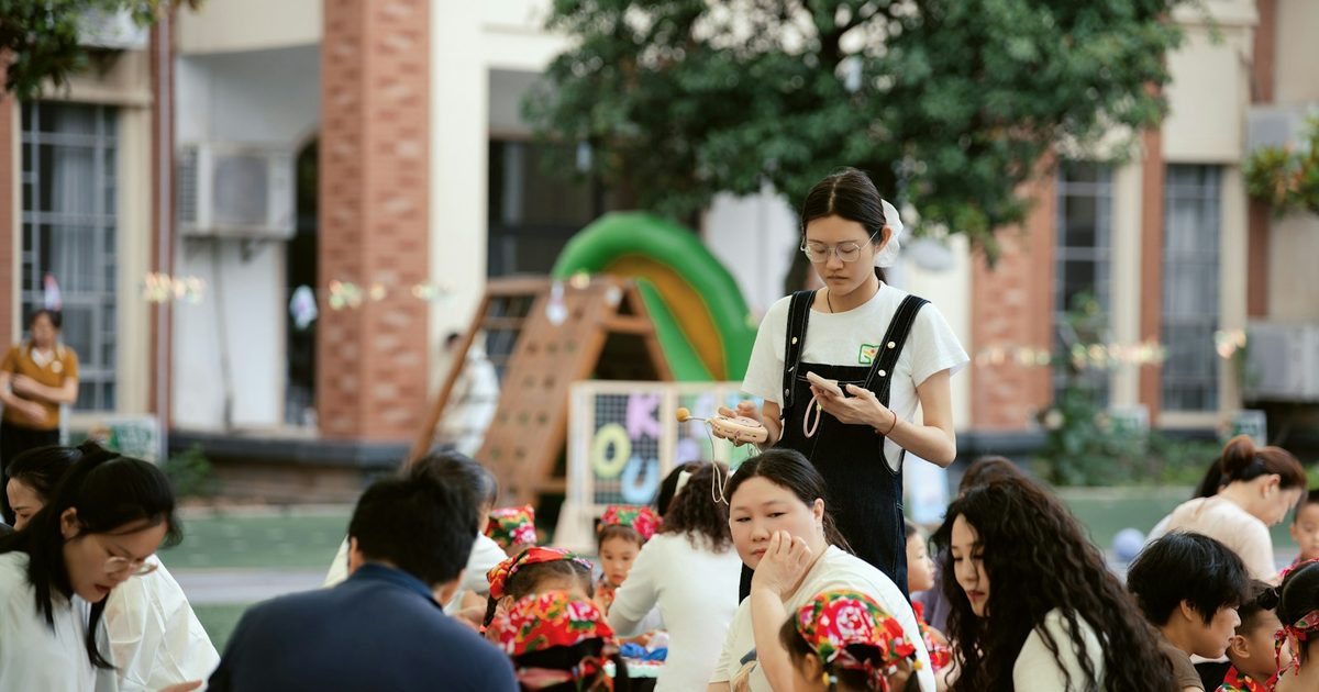 Children celebrating together at a classroom party