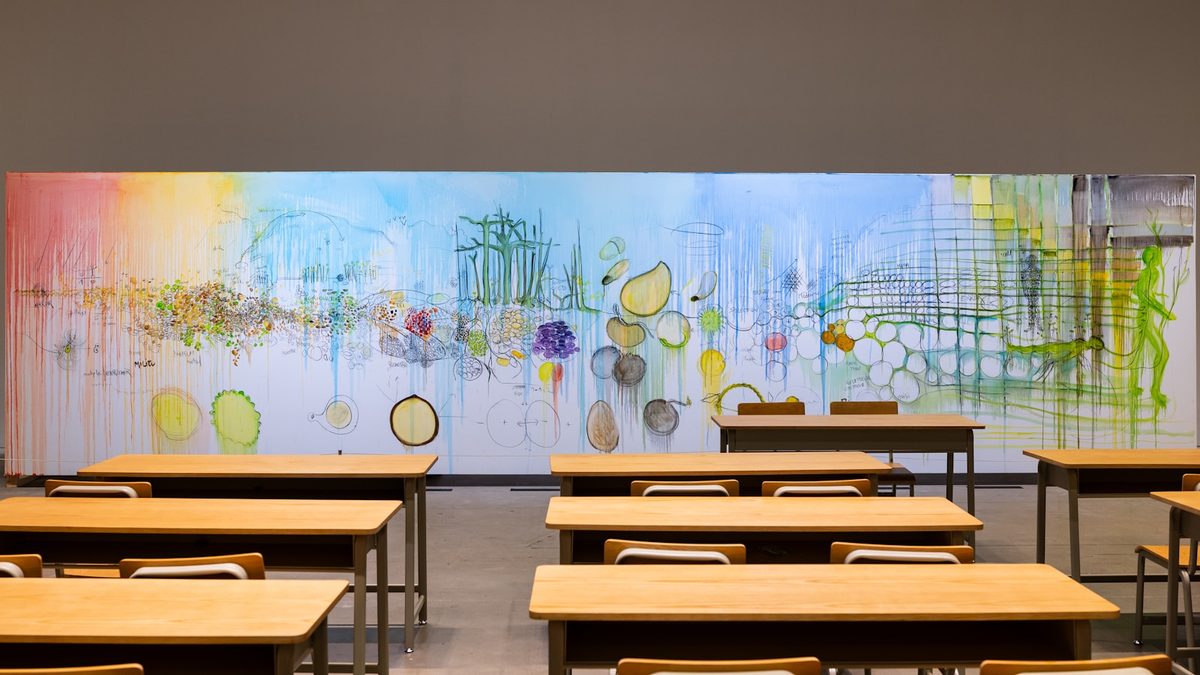A classroom decorated for a children's party celebration