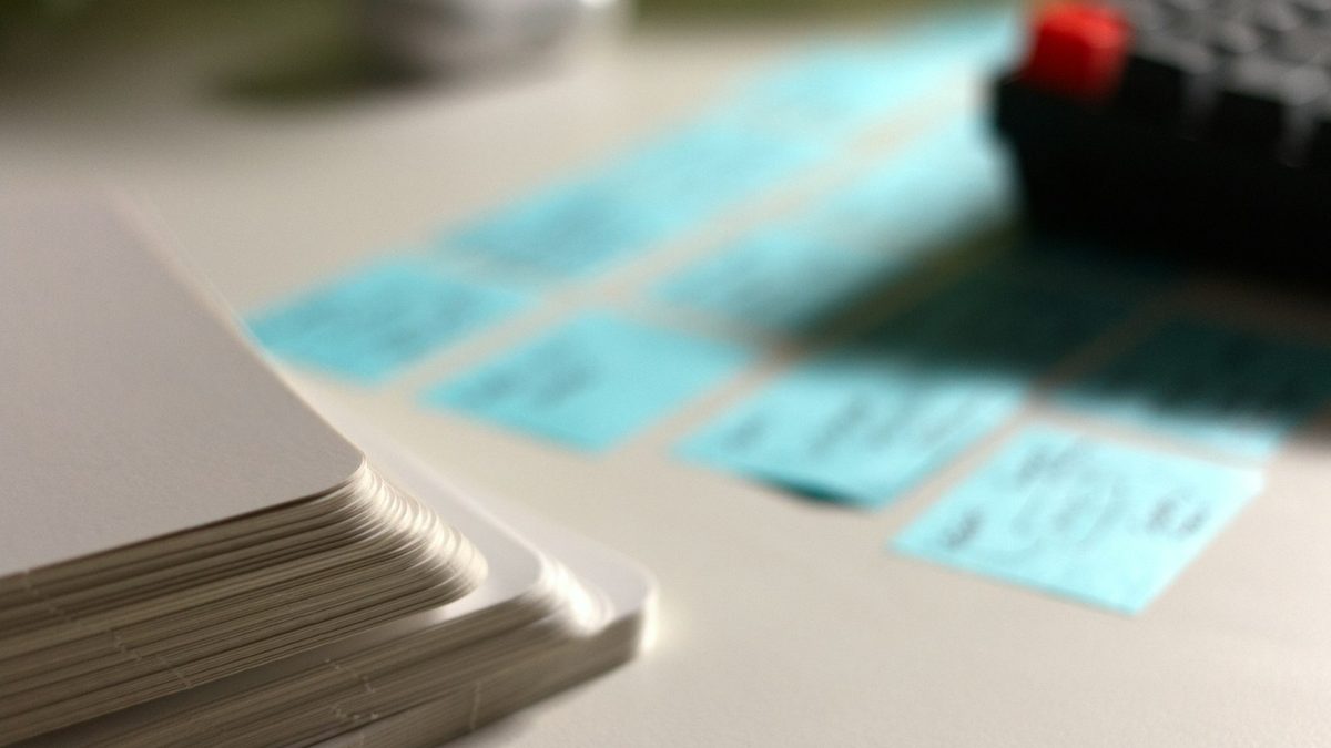 A stack of index cards used as early finisher task challenges