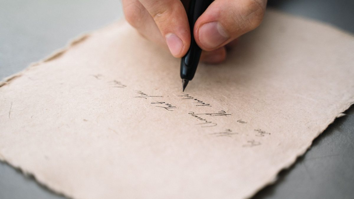 A handwriting pen photographed in close detail