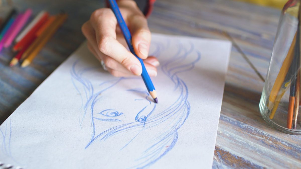 Faint construction lines sketched lightly in pencil