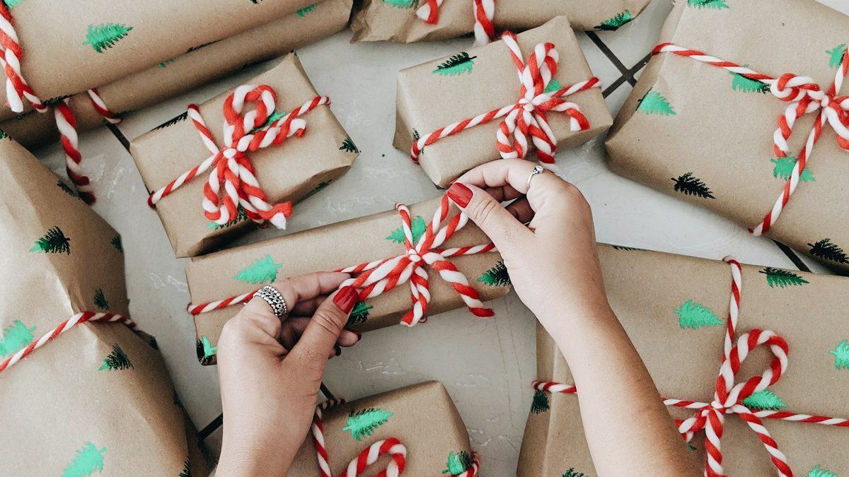 Small wrapped gifts laid out ready to be given to children