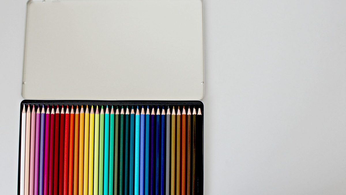 An open school pencil case containing several pencils