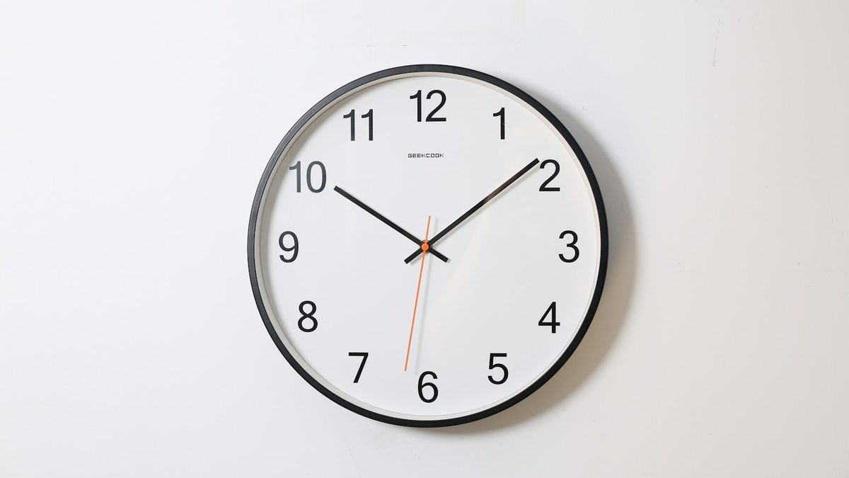 A classroom clock used to time an indoor recess session