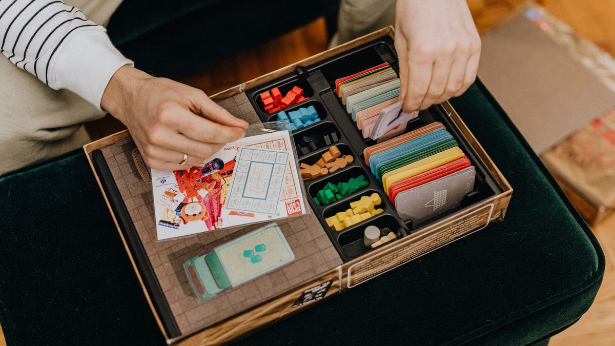 A simple board game with counters on a track
