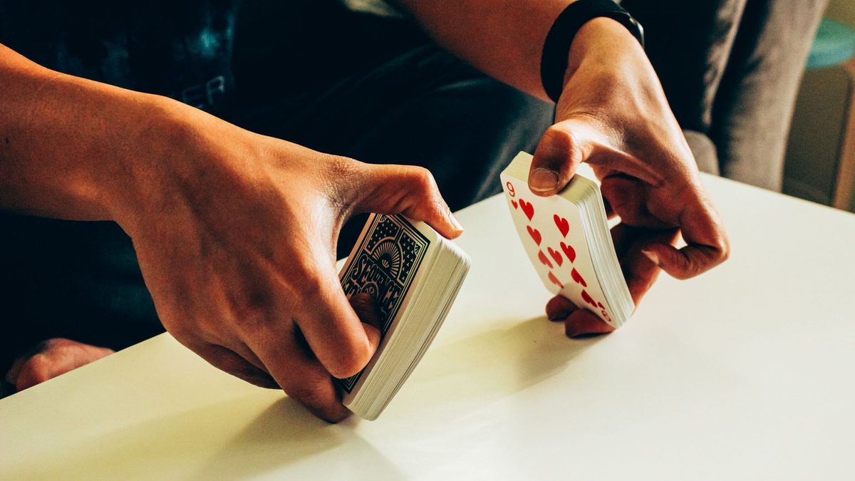 A deck of cards being shuffled