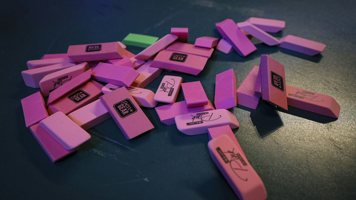 Several different types of erasers shown together